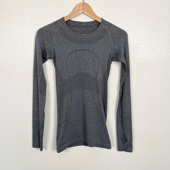 Lululemon Swiftly Tech Long Sleeve Crew Shirt Heathered Black Gray Hip Length 2 - Picture 7 of 16